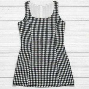 She + Sky Mini Dress Gingham Check Fabric Black & White M Trendy Y2K Mini